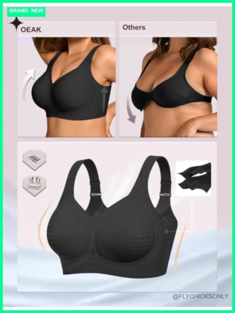 Wireless Push Up Bra Plus Size Full Coverage No Underwire Wide Straps
